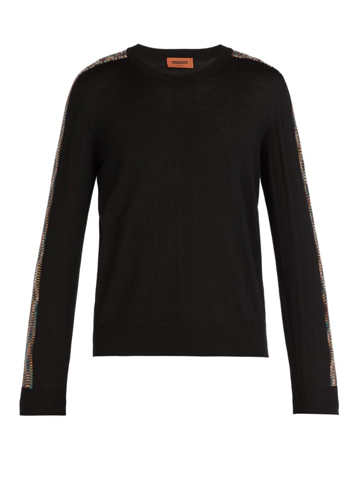 Missoni Striped-sleeve Crew-neck Wool Sweater