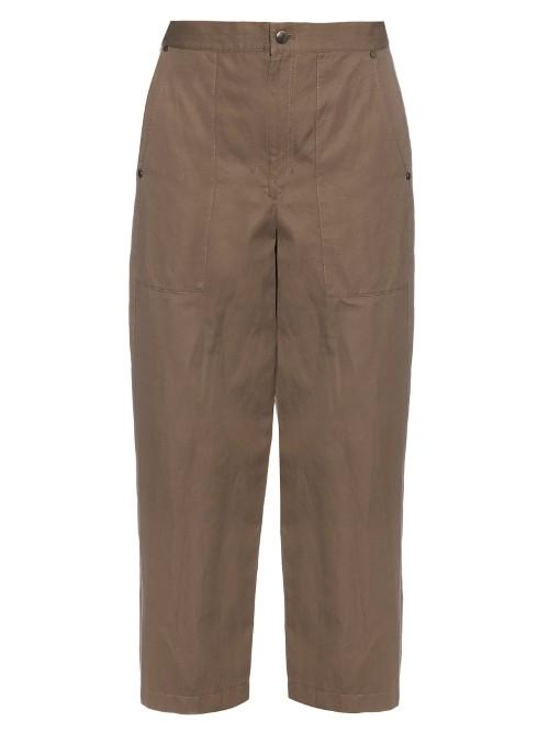 Helmut Lang High-rise Wide-leg Cotton And Linen-blend Trousers