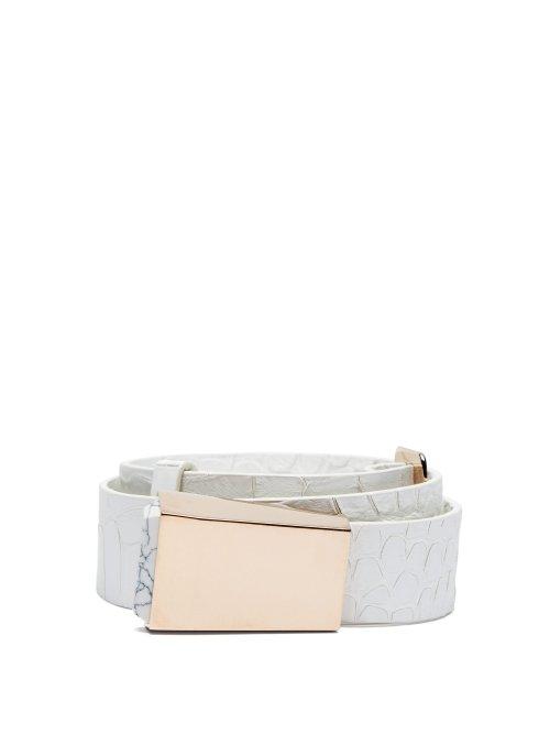 Matchesfashion.com Gabriela Hearst - Buckle Fastening Elaphe Leather Belt - Womens - White
