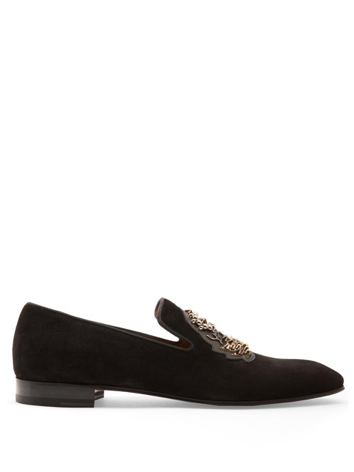 Christian Louboutin Ecupump Logo-crest Suede Loafers