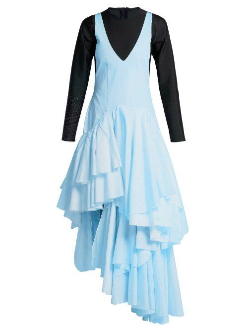 Matchesfashion.com Marine Serre - X Swarovski Upcycled Woven Midi Dress - Womens - Blue