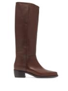 Matchesfashion.com Legres - Knee High Leather Riding Boots - Womens - Dark Brown