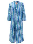 Matchesfashion.com Le Sirenuse, Positano - Giada Que Onda Abstract-print Cotton Kaftan - Womens - Blue Print