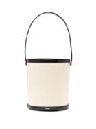 Matchesfashion.com Jil Sander - Leather-trimmed Linen Bucket Bag - Womens - Black Cream