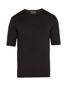 Matchesfashion.com Kilgour - Short Sleeved Silk Blend Sweater - Mens - Charcoal