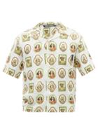 Palm Angels - Hawaiian Dogs-print Cuban-collar Twill Shirt - Mens - White Multi