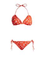 Matchesfashion.com Ganni - Columbine Floral Print Bikini - Womens - Red Multi