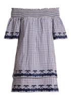 Bliss And Mischief Off-the-shoulder Gingham Cotton Dress