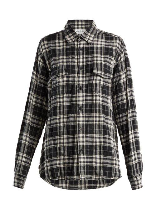 Matchesfashion.com Saint Laurent - Plaid Cotton Shirt - Womens - Black White