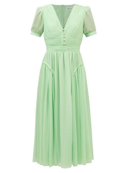 Self-portrait - Pleated-chiffon Midi Dress - Womens - V626