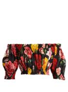 Dolce & Gabbana Off-the-shoulder Floral-print Cropped Top