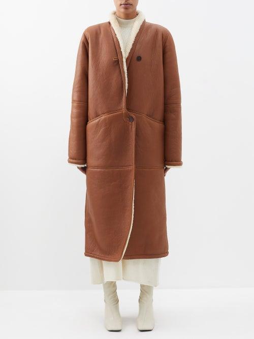 Raey - Shawl Collar Nappa Shearling Maxi Coat - Womens - Tan