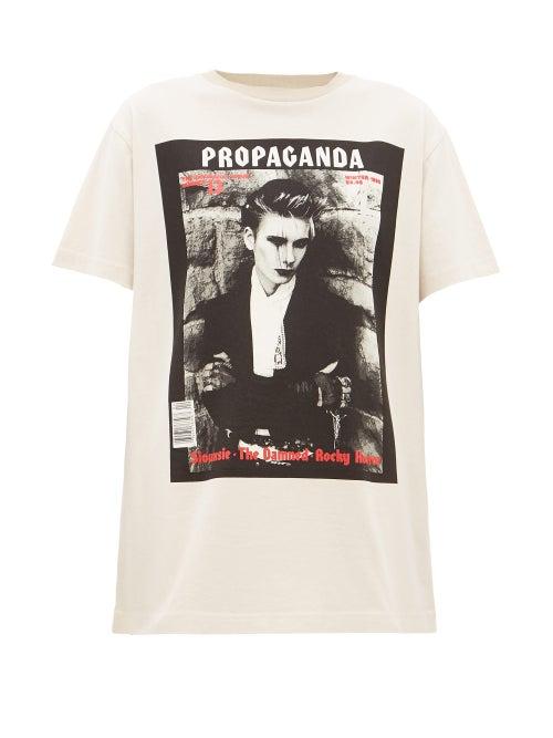 Matchesfashion.com Acne Studios - Erice Propaganda Magazine-print Cotton T-shirt - Womens - Beige