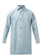 Sfr - Tricola Longline Faux-leather Jacket - Mens - Light Blue