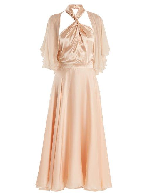 Matchesfashion.com Lanvin - Twisted Halterneck Silk Midi Dress - Womens - Light Pink