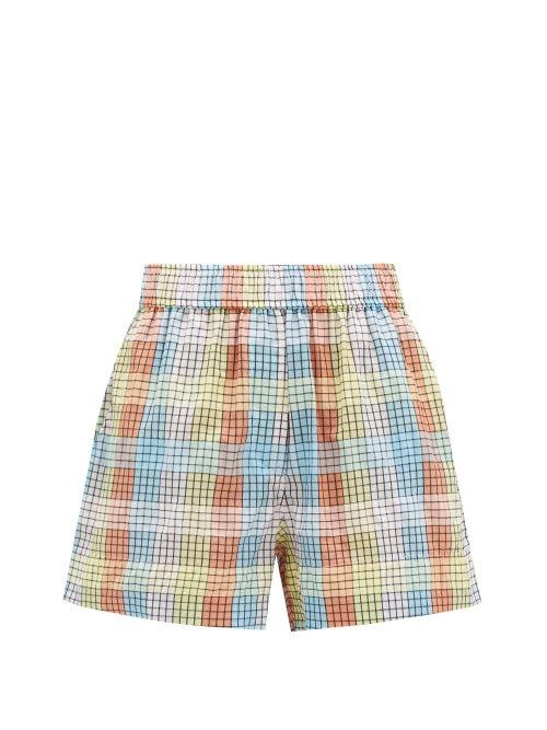 Matchesfashion.com Ganni - Checked Cotton-blend Seersucker Shorts - Womens - Multi
