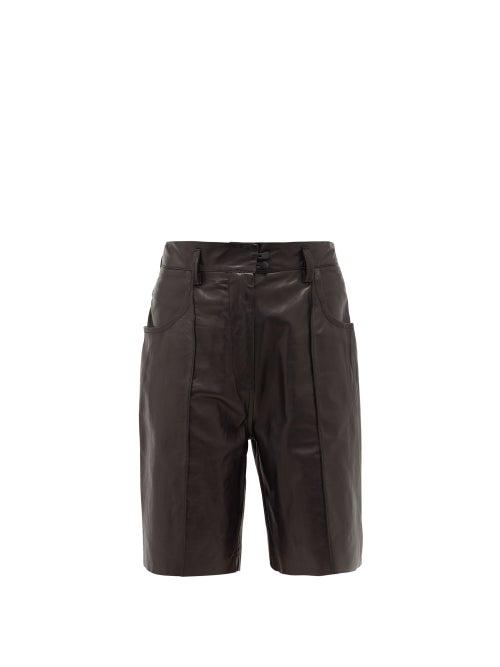 Matchesfashion.com Petar Petrov - Hugo High-rise Leather Shorts - Womens - Black