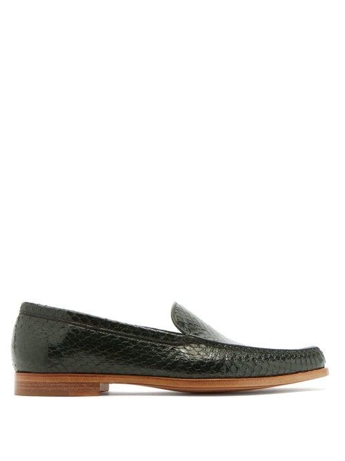 Matchesfashion.com Gabriela Hearst - Renault Elaphe Loafers - Womens - Dark Green