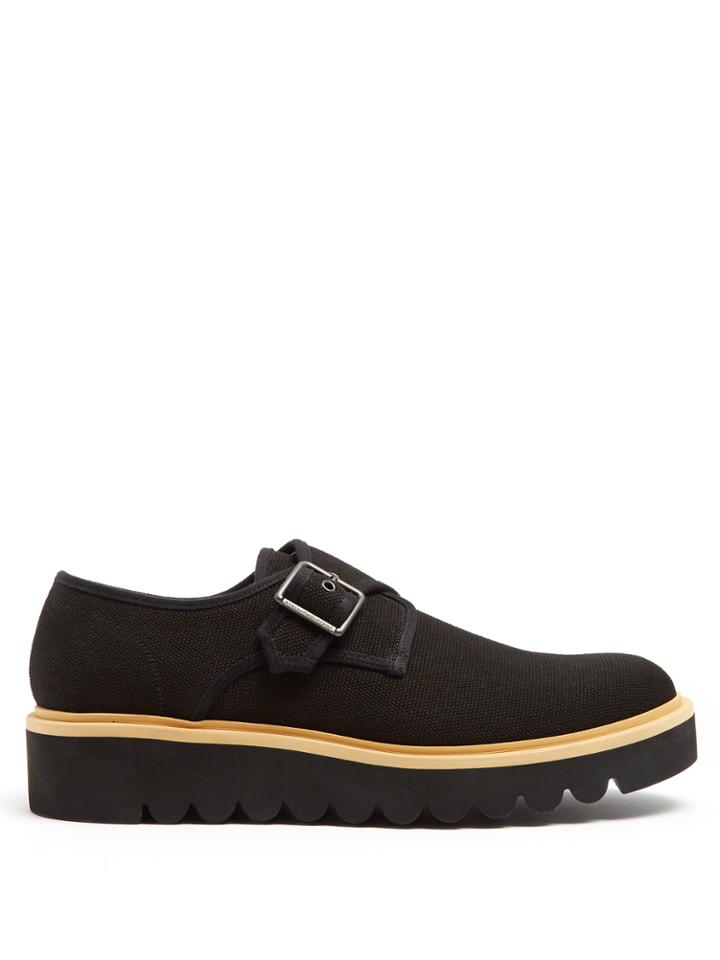 Stella Mccartney Monk-strap Canvas Raised-sole Shoes