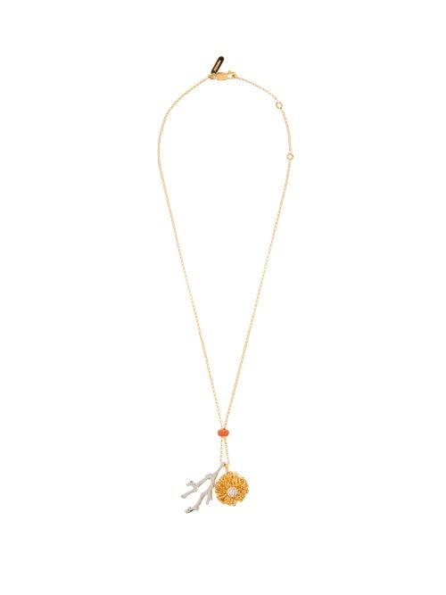 Matchesfashion.com Chlo - Flower And Coral Gold-tone Pendant Necklace - Womens - Gold