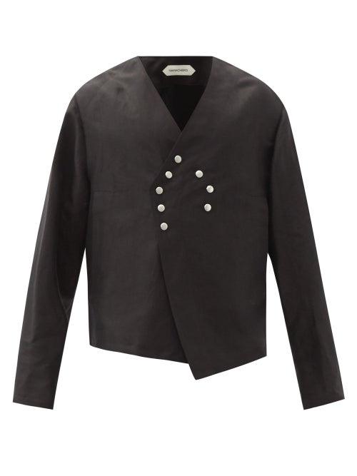 Matchesfashion.com Namacheko - Skaftbladen Buttoned Linen-blend Jacket - Mens - Black