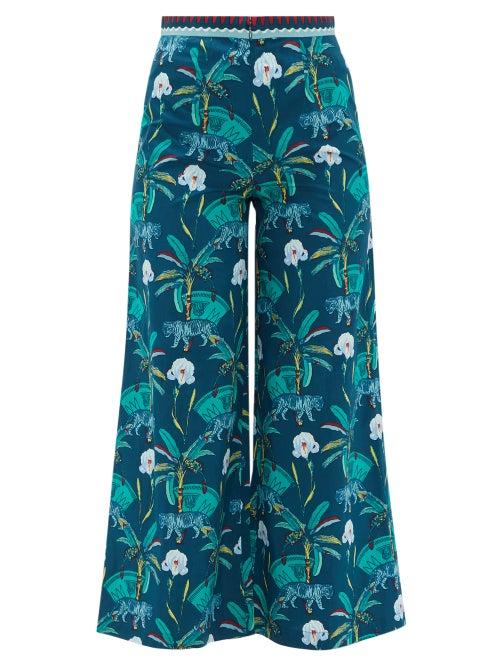 Matchesfashion.com Le Sirenuse, Positano - Natalie Cropped Printed-cotton Trousers - Womens - Navy Print