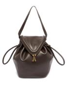 Ladies Bags Bottega Veneta - Beak Medium Leather Shoulder Bag - Womens - Dark Brown