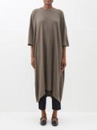 Eskandar - Dipped-hem Cashmere T-shirt Dress - Womens - Light Brown