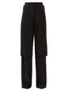 Matchesfashion.com Lemaire - Double-layer Wide-leg Wool-gabardine Trousers - Womens - Black