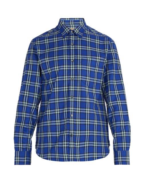 Matchesfashion.com Burberry - Checked Cotton Shirt - Mens - Blue Multi