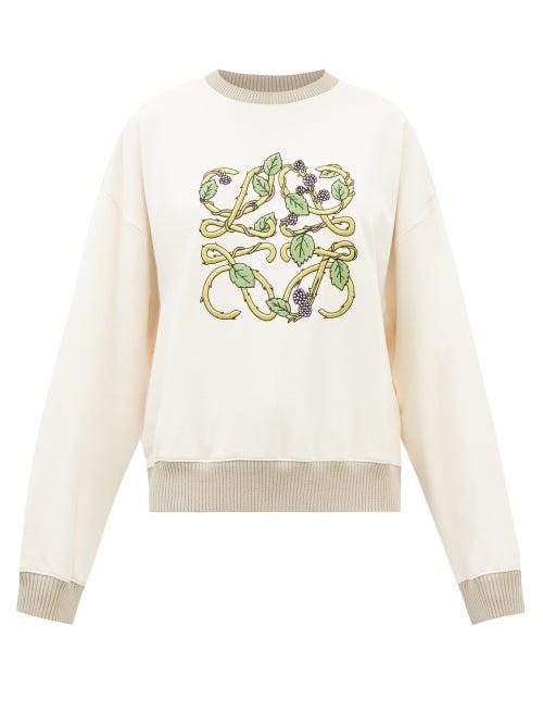 Loewe - Herbarium Anagram-print Cotton-jersey Sweatshirt - Womens - Cream Multi