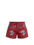 Matchesfashion.com Le Sirenuse, Positano - High Rise Diefenbach Print Cotton Shorts - Womens - Red Print