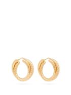 Matchesfashion.com Bottega Veneta - Half Twist Gold Plated Silver Double Hoop Earrings - Womens - Gold