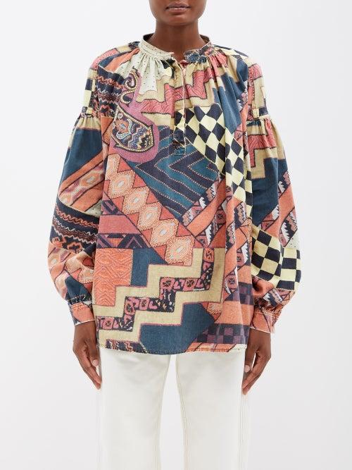 Etro - Calypso Patchwork Cotton Blouse - Womens - Multi