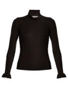 Redvalentino Ruffled-cuff Cashmere And Silk-blend Top