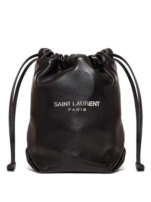 Matchesfashion.com Saint Laurent - Teddy Drawstring Leather Bucket Bag - Womens - Black