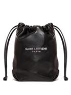 Matchesfashion.com Saint Laurent - Teddy Drawstring Leather Bucket Bag - Womens - Black