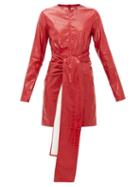 Matchesfashion.com Msgm - Crocodile Effect Faux Leather Dress - Womens - Red