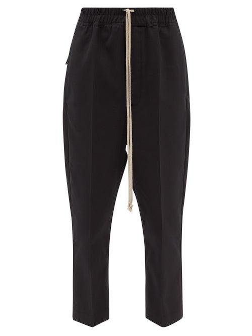 Rick Owens - Drawstring Cropped Recycled-fibre Twill Trousers - Womens - Black