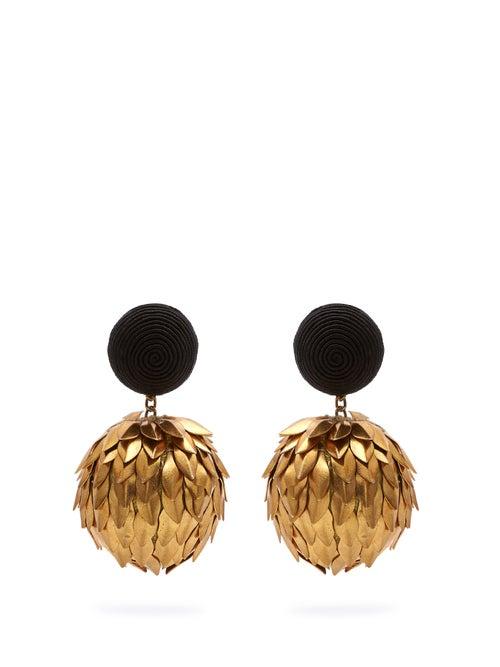 Rebecca De Ravenel - Lightening Clip-on Earrings - Womens - Black Gold