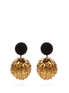 Rebecca De Ravenel - Lightening Clip-on Earrings - Womens - Black Gold