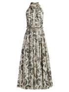 Matchesfashion.com Alexander Mcqueen - Shell Print Silk Gown - Womens - White Black