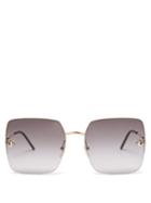 Matchesfashion.com Cartier Eyewear - Panthre Square Metal Sunglasses - Womens - Grey Gold