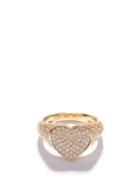 Ladies Fine Jewellery Yvonne Lon - Heart Diamond & 9kt Gold Signet Ring - Womens - Gold Multi