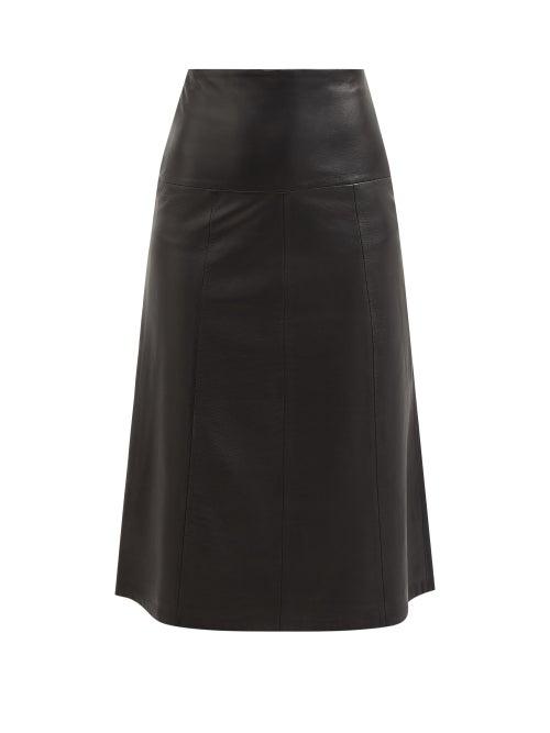 Cefinn - Tiana Leather Midi Skirt - Womens - Black