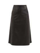 Cefinn - Tiana Leather Midi Skirt - Womens - Black