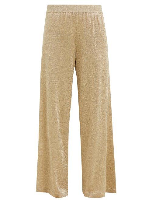 Matchesfashion.com Missoni - High Rise Metallic Knit Trousers - Womens - Gold