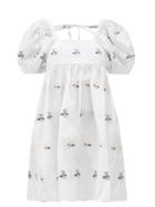 Matchesfashion.com Cecilie Bahnsen - Tilde Hawthorn Floral-embroidered Poplin Dress - Womens - White Multi