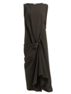 Matchesfashion.com Lemaire - Asymmetric Cotton Crepe Dress - Womens - Dark Green