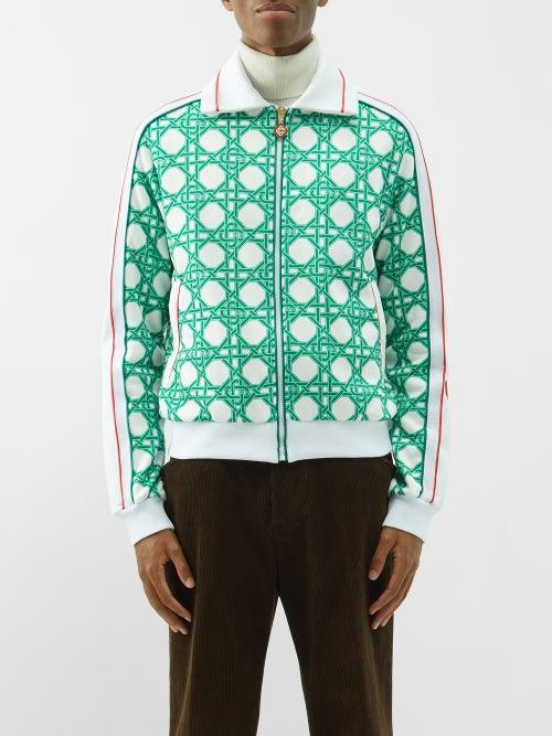Casablanca - Monogramme D'osier-print Jersey Track Jacket - Mens - Green Multi